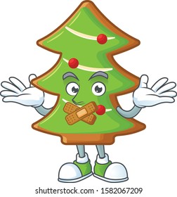 Trees cookies mascot cartoon character style making silent gesture