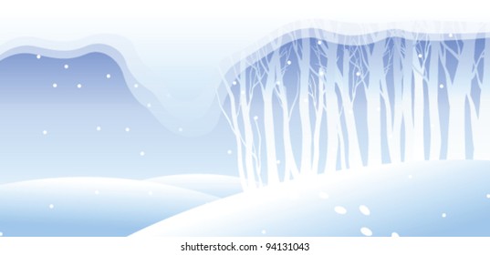 trees covered with snow on a landscape