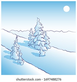 Trees covered with snow. Vector illustration