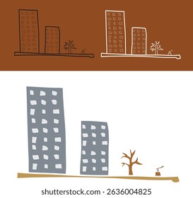 Trees cut down for building construction deforestation Vector