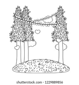 trees cute nature in black and white