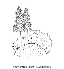 trees cute nature in black and white