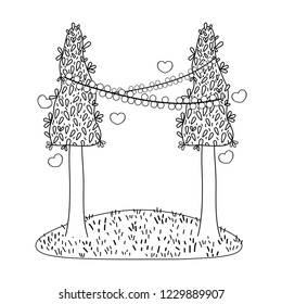 trees cute nature in black and white