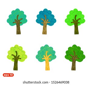 trees decorative vector illustration, unique symbol suitable for branding and cover of a child's book