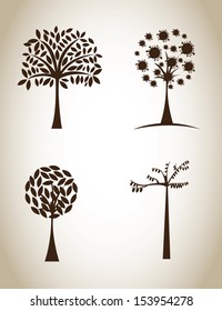 trees design over beige background vector illustration 