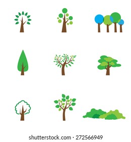Trees design shape icons set