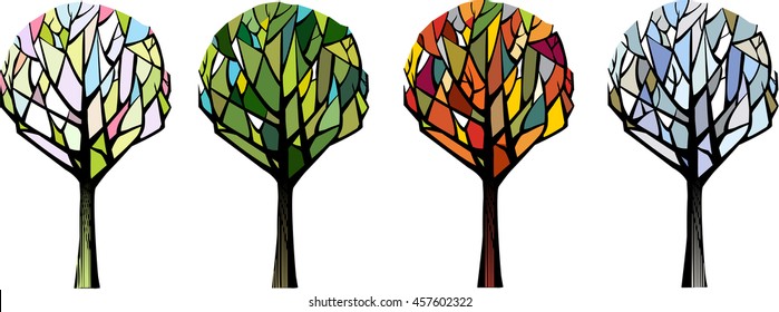 Trees in different season