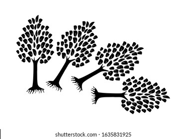 Trees fall due to the wind. Trees vector logo