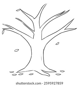 trees in fall illustration hand drawn outline vector