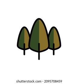 Trees filled line icon vector image outdoor activity.