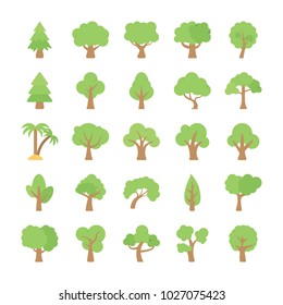 
Trees Flat Colored Icons
