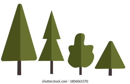 Trees flat object green decoration design illustration