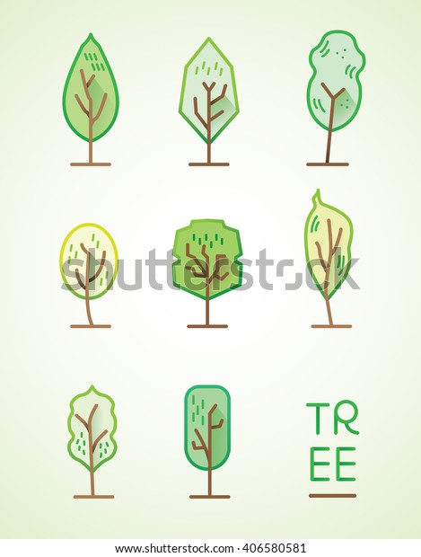 Trees Flat Vector Stock Vector (Royalty Free) 406580581