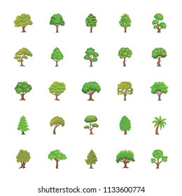
Trees Flat Vector Icons Set
