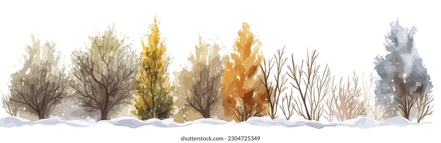 Bäume, floraler Wasserhintergrund, Vektorgrafik 