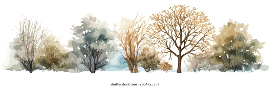 Trees floral watercolor background vector 