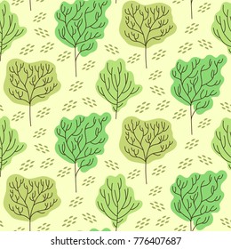 Trees forest colorful simple seamless vector pattern