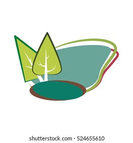 trees forest field emblem vector illustration design