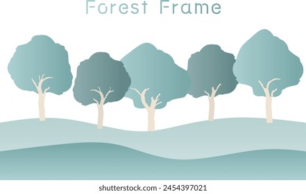 trees and forest frame. background design. The copy space in the central part is transparent.