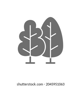Trees, forest grey icon. Isolated on white background