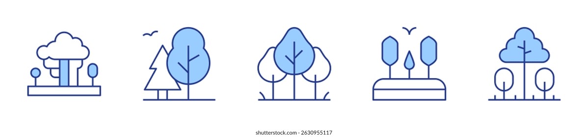 trees, forest. Forest Icon vector illustration. Line Duotone style. Editable stroke.