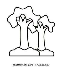 trees forest line style icon vector illustration design