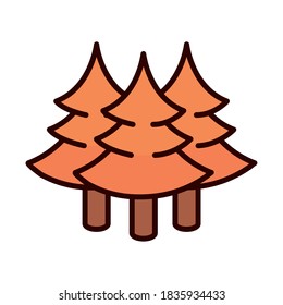 trees forest nature foliage vector illustration line fill icon