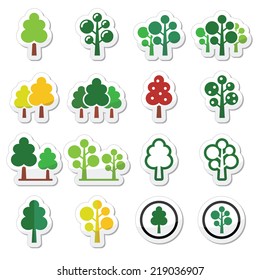 Trees, forest, park vector icons set
