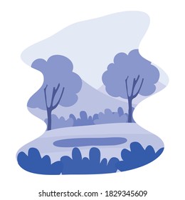 trees forest plants scene landscape vector illustration design