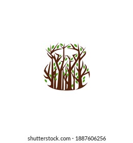 Trees or forest and Pot logo design concept