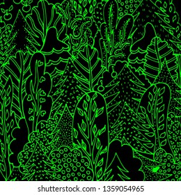 Trees in the forest, sketch drawn by hand
