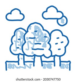 Trees Forest sketch icon vector. Hand drawn blue doodle line art Trees Forest sign. isolated symbol illustration