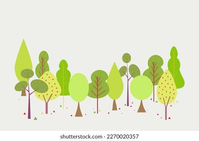 Trees in the forest. Vector illustration in flat cartoon style.