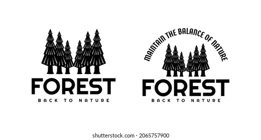 Trees Forest Vintage Logo Design Template