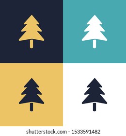 Trees Four Color Minimalist Icon Logo Set in Elegant Color
