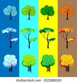 Trees of four seasons - spring, summer, autumn, winter