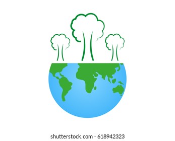 Trees globe eco, icon, vector illustration Eps10
