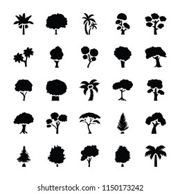 Trees Glyph Vector Icons Set