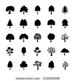 Trees Glyph Vector Icons Set