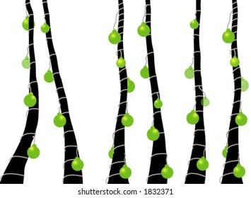 Trees with Green Christmas Ornaments