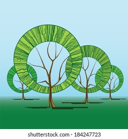 Trees / Trees with green foliage round 