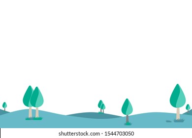 Trees and green grass on a white background for a natural background