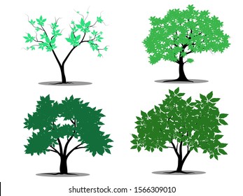 Trees with green leaves look beautiful and refreshing.Tree and roots LOGO style.