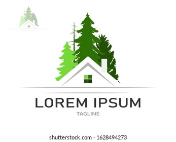 Trees with green leaves look beautiful and refreshing.Tree and House LOGO style.Can be used for your work.