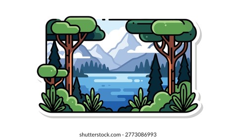 Trees with green leaves and trunks