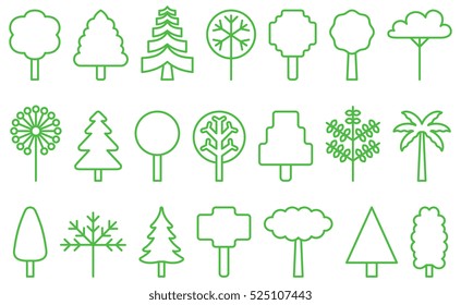 TREES green line icons