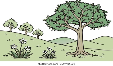 trees an green vibes design background 