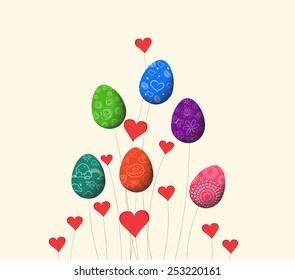 trees growing easter eggs background