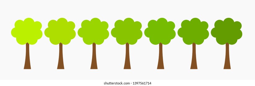  Trees growing in a row. Vector illustration