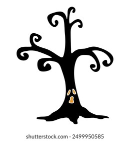 Trees with Halloween design, old trees with faces